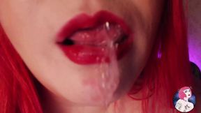 Titplay and a very sloppy blowjob from a curvy redhead