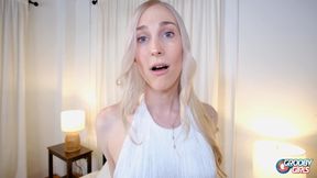 GROOBYGIRLS - Horny blonde Tgirl masturbating and fingering herself anal