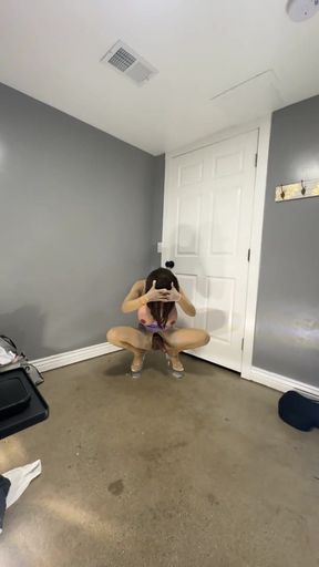 Must-share moment from "Hot trans CD in mini purple dress teasing huge cock and big tits"