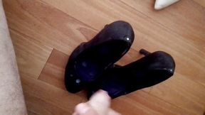 Girlfrend high heel. Cum on black shoe