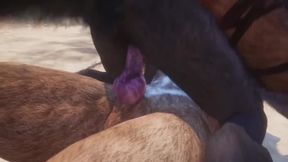 Gay Lion And Wolf Go Wild On Beach Cum Dump in Mouth