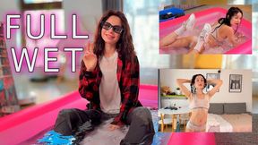 Soaking Wet Home Splash Drenched in Style: Wet tits, wet shirt, Tease in pool Seduction Wetlook, dry vs wet clothes