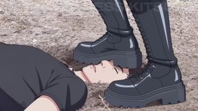 Face Trampling in Forest Dirt Under Platform Boots