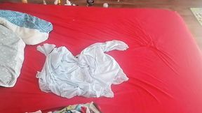 Amateur couple's crazy bedroom session ends with a cum shot on wife's big ass