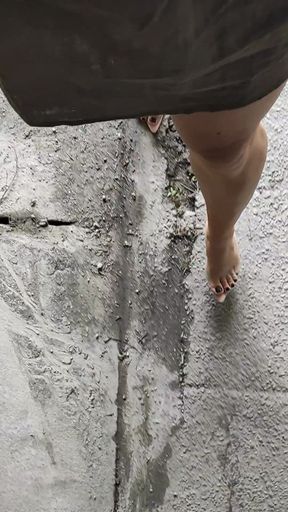 JoanaLoveTs walking and masturbating outdoors in a underground dark passage