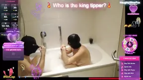 Sultry live streamer teases during bath time