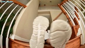 New girl, FOOT VIRGIN, big funky dirty feet! Sneakers and socks! - MOV