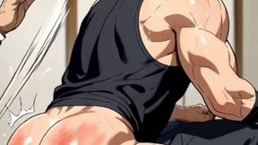 Spanking Session for Round Male Buttocks. Yaoi 3D Hentai Animation.