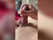 Sweet handjob with tight cockring, ruined orgasm