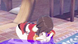 KonoSuba Anime - Megumin Rough Sex [Handjob Bj and fucked] - Japanese eastern Manga hentai game porn