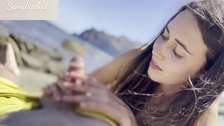Hottest handjob with cumshot in the beach