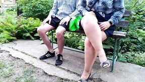Hot son-in-law and eager mother-in-law in the park