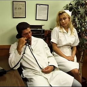 Experienced blonde nurse with big boobs  exactly knows how she can help  surgeon before  difficult and prolonged operati