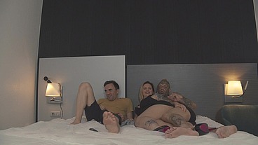 Horny blonde fucks tattooed guy and squirts on his fase