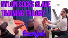 "footjob" NYLON SOCKS SLAVE TRAINING TRILOGY