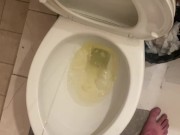 Piss into shared hostel toilet