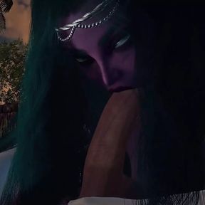 Night Elf princess give you a Blowjob in the Garden POV - 3D Porn