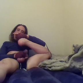 Solo Transgirl Pinching, Slapping and Pulling Her Own Tiny Tits
