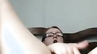 Nerdy Chick with big tits fingering her pussy