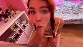 young trans girl deepthroats monster cock