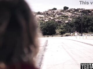 Stranded small blond mother I'd like to fuck takes aid from a stranger and thanks him with outdoor sex