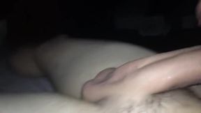 shows off freshly shaved cock and balls and cums