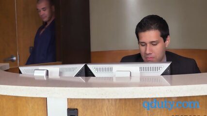 Gay stud is riding his boss s huge cock with his big fit ass.