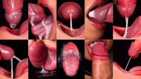 Close-up compilation of the hottest facials and loads