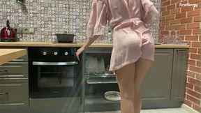 Brother-in-law's raw creampie in the kitchen: my hubby's sibling takes control