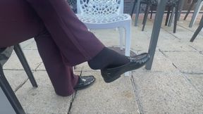 Shoeplay and dangling with shoe removal after work