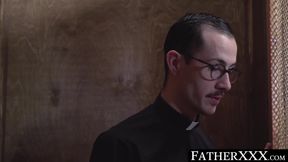 FatherXXX.com - Twink's wet blowjob leads to a raw, religious experience with a horny