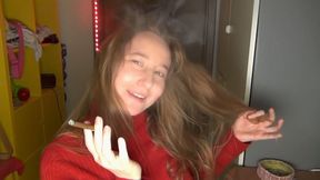 Blonde Big Tit Hippie Girl Smokes A Cigarette And Flirts With You