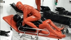 Inflatable black rubber queen, piss games and the good fuck with her red latex girl friend