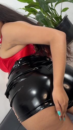 Cumming in the Latex Shorts of the Hottie in High Heels - Raissa Conte