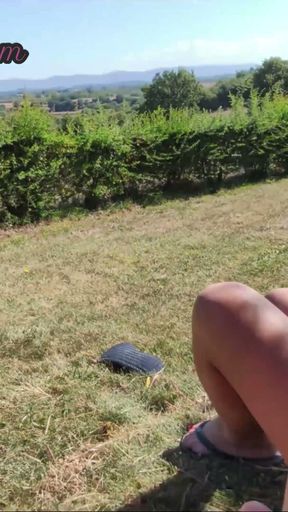 I pull out my cock in front of a girl in a public park and cum on her face   Clip 1