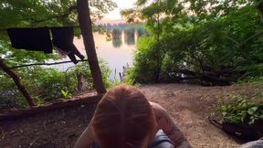 Hot sex in nature POV cum on Lina's juicy ass