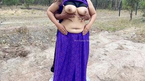 Indian Couple Sex - Cute Desi Wife's Saree Blouse Removed and Boobs Played in Outdoor Village