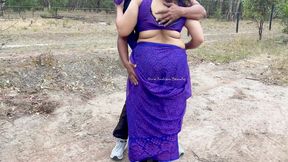 Indian Couple Sex - Cute Desi Wife's Saree Blouse Removed and Boobs Played in Outdoor Village