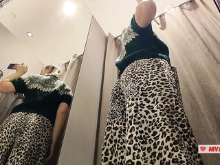 Watch-Throughout Seduction: Golden-haired with Large Bazookas Tries on Transparent Outfits in Fitting Room, No Pants