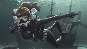 French Diver Air Tank Leak Emergency - Underwater Struggle Sophia Laurent
