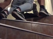 we left the gym so horny that we fucked bareback on the stairs