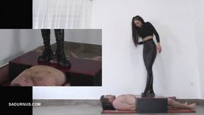 Slave's orgasms under Mistress Cleo's muddy boots A picture in a picture wmv