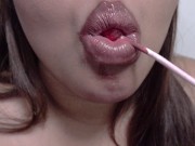 ASMR: Lolipop Sucking and Messy Mouth Lipstick