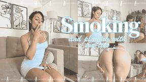Smoking and playing with my tits