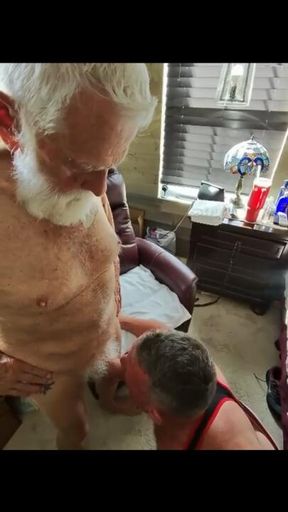 Dad taking Granddad's big cock