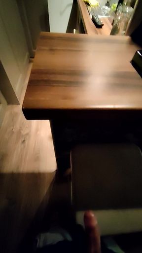 Small Penis Comes on Bar Stool in Condom