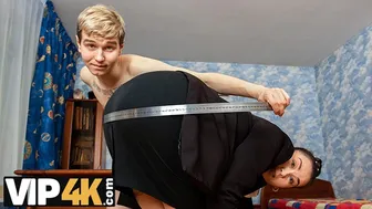 Russian mature tutor seduces young student with stockings and blowjob