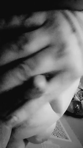 Tits Out in Ripped Stockings - Long Phone 1 on 1 in B&w