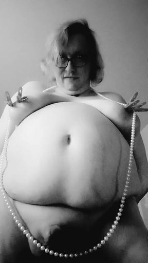 Tits Out in Ripped Stockings - Long Phone 1 on 1 in B&w