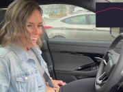 Cumming hard in public drive thru with Lush remote controlled vibrator
